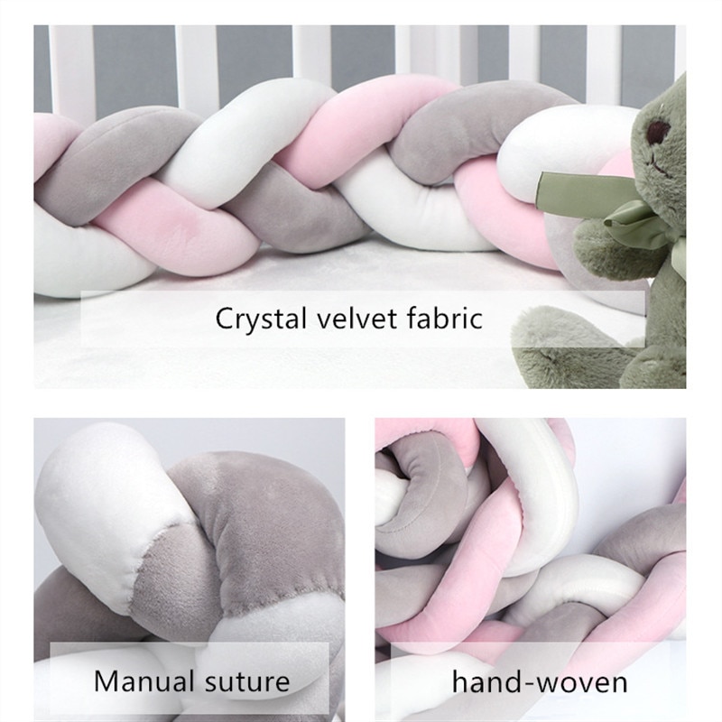 1M/2M/3M/4M Baby Bumper Bed Braid Knot Pillow Cushion Bumper for Infant Bebe Crib Protector Cot Bumper Room Decor